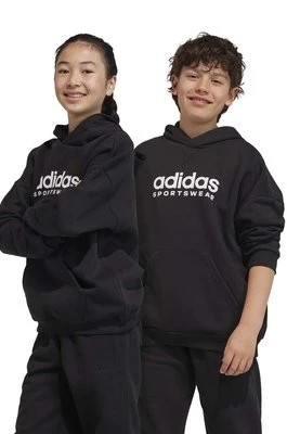 Zdjęcie produktu adidas bluza dziecięca kolor czarny z kapturem z nadrukiem Adidas