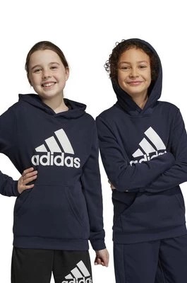Zdjęcie produktu adidas bluza dziecięca U BL kolor niebieski z kapturem z nadrukiem Adidas