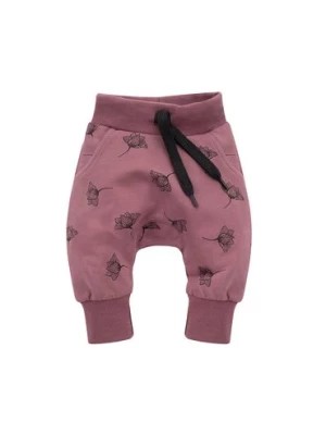 Zdjęcie produktu Bawełniane fioletowe spodnie niemowlęce z nadrukiem Pinokio