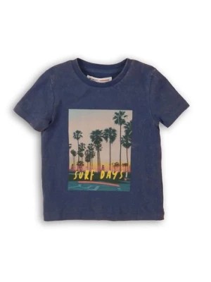 Zdjęcie produktu Bawełniany t-shirt chłopięcy z palmami - granatowy Minoti