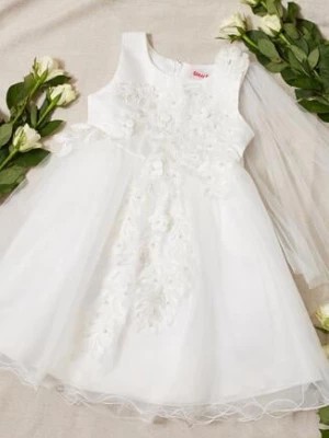 Zdjęcie produktu Biała Balowa Sukienka Ozdobiona Różami Perełkami i Tiulem Namiko