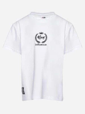 Zdjęcie produktu Biała Bawełniana Koszulka T-shirt z Krótkim Rękawem Hirfalia