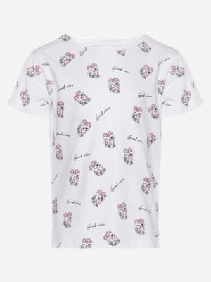 Zdjęcie produktu Biała Bawełniana Koszulka T-shirt z Uroczym Kotkiem i Napisem Auriells