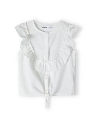 Zdjęcie produktu Biała bluzka bawełniana dla niemowlaka z falbanką Minoti