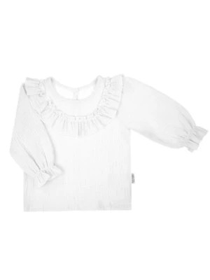 Zdjęcie produktu Biała bluzka bawełniana z długim rękawem dla dziewczynki Nicol