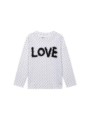 Zdjęcie produktu Biała bluzka dziewczęca w kropeczki z napisem LOVE Minoti
