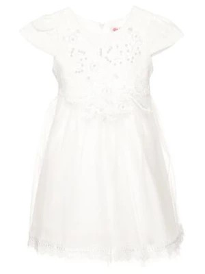Zdjęcie produktu Biała Rozkloszowana Tiulowa Sukienka Princeska z Koronką i Perełkami Bennea