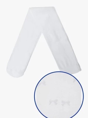 Zdjęcie produktu Białe cienkie rajstopki dziewczęce w kokardki - 5.10.15.