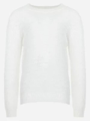 Zdjęcie produktu Biały Puchaty Sweter z Długim Rękawem Obirta