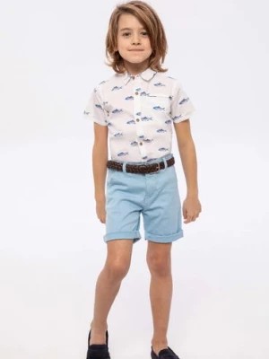 Zdjęcie produktu Błękitne szorty dla chłopca typu oxford z bawełny Minoti