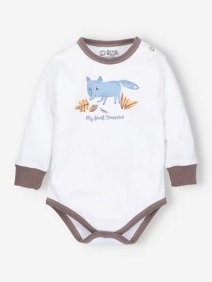 Zdjęcie produktu Body niemowlęce ecru z bawełny organicznej dla chłopca- lisek NINI