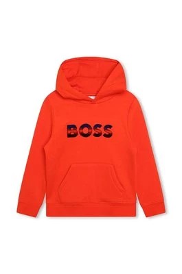 Zdjęcie produktu BOSS bluza dziecięca kolor czerwony z kapturem z nadrukiem Boss