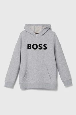 Zdjęcie produktu BOSS bluza dziecięca kolor szary z kapturem z nadrukiem Boss