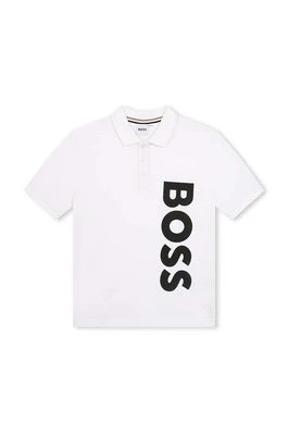 Zdjęcie produktu BOSS polo bawełniane dziecięce kolor biały z nadrukiem Boss