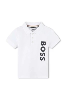 Zdjęcie produktu BOSS polo bawełniane niemowlęce kolor biały z nadrukiem Boss