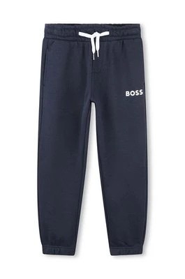 Zdjęcie produktu BOSS spodnie dresowe dziecięce kolor granatowy gładkie Boss