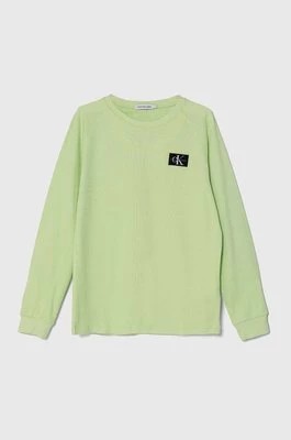 Zdjęcie produktu Calvin Klein Jeans longsleeve bawełniany dziecięcy kolor zielony gładki