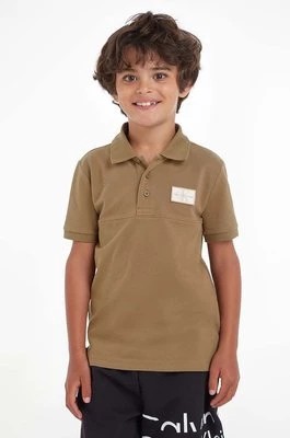 Zdjęcie produktu Calvin Klein Jeans polo dziecięce kolor brązowy z aplikacją