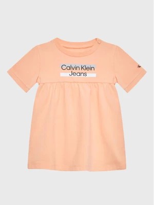 Zdjęcie produktu Calvin Klein Jeans Sukienka codzienna Hero Logo IN0IN00065 Pomarańczowy Regular Fit