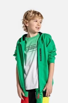 Zdjęcie produktu Coccodrillo bluza bawełniana dziecięca kolor zielony z kapturem gładka