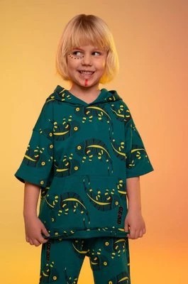 Zdjęcie produktu Coccodrillo bluza bawełniana dziecięca kolor zielony z kapturem wzorzysta