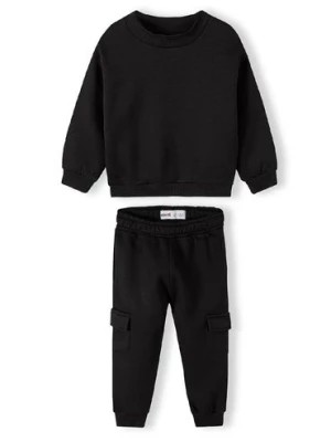 Zdjęcie produktu Czarny komplet dresowy dziewczęcy- bluza i spodnie bojówki Minoti