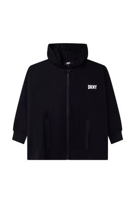 Zdjęcie produktu Dkny bluza dziecięca kolor czarny z kapturem z nadrukiem DKNY