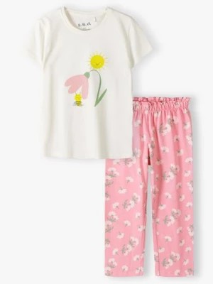 Zdjęcie produktu Dzianinowa piżama dziewczęca w kwiatki - 5.10.15.