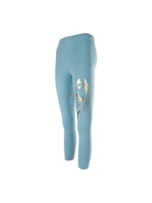 Zdjęcie produktu Dziewczęce legginsy niebieskie z aplikacją z koniem, TUP TUP