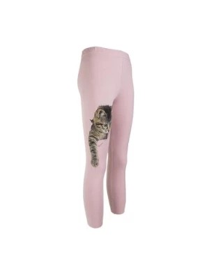 Zdjęcie produktu Dziewczęce legginsy różowe z kotkiem TUP TUP