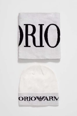 Zdjęcie produktu Emporio Armani czapka i szalik dziecięcy kolor biały