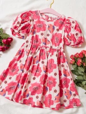 Zdjęcie produktu Fuksjowa Rozkloszowana Sukienka Bawełniana w Kwiaty Aphroa