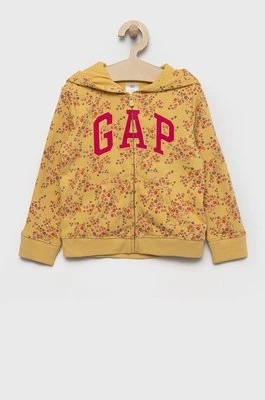 Zdjęcie produktu GAP bluza dziecięca kolor żółty z kapturem z aplikacją Gap