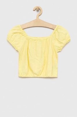 Zdjęcie produktu GAP bluzka lniana dziecięca kolor żółty gładka Gap