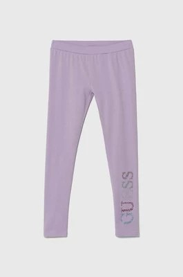 Zdjęcie produktu Guess legginsy dziecięce kolor fioletowy z aplikacją