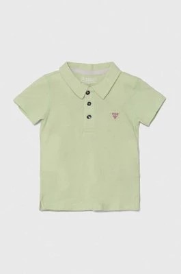 Zdjęcie produktu Guess polo bawełniane dziecięce kolor zielony gładki