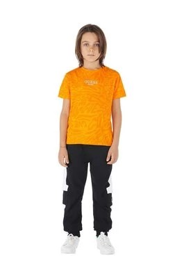 Zdjęcie produktu Guess spodnie dresowe bawełniane dziecięce kolor czarny wzorzyste