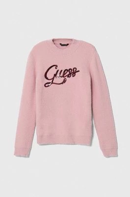 Zdjęcie produktu Guess sweter dziecięcy kolor różowy ciepły