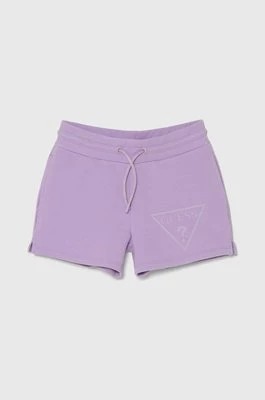Zdjęcie produktu Guess szorty dziecięce kolor fioletowy z nadrukiem regulowana talia