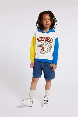 Zdjęcie produktu Kenzo Kids bluza bawełniana dziecięca kolor biały z kapturem z aplikacją Kenzo kids