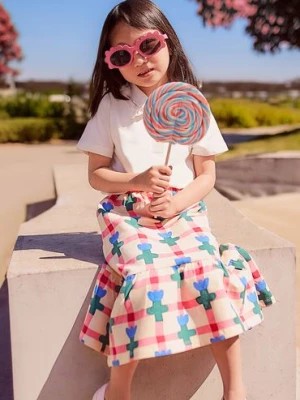 Zdjęcie produktu Kolorowa dzianinowa spódnica dziewczęca w kwiatki - Limited Edition
