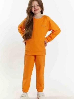 Zdjęcie produktu Komplet dresowy dziewczęcy - bluza i spodnie dresowe - pomarańczowe TUP TUP