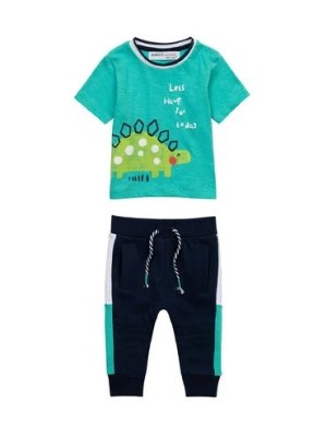 Zdjęcie produktu Komplet niemowlęcy bawełniany zielony- T-shirt i dresy Minoti