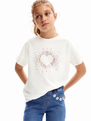 Zdjęcie produktu Koszulka z sercem i koralikami strass Desigual