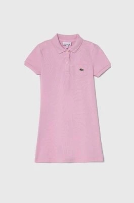Zdjęcie produktu Lacoste sukienka bawełniana dziecięca kolor różowy mini prosta