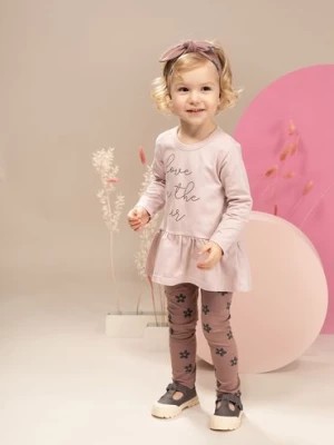 Zdjęcie produktu Leginsy dziewczęce różowe w kwiatki Pinokio