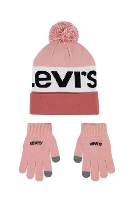 Zdjęcie produktu Levi's czapka i rękawiczki dziecięce kolor różowy