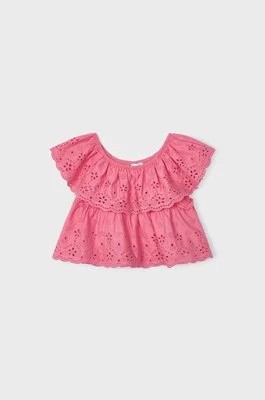Zdjęcie produktu Mayoral bluzka bawełniana dziecięca kolor różowy gładka