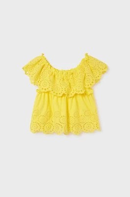 Zdjęcie produktu Mayoral bluzka bawełniana dziecięca kolor żółty gładka