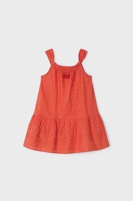 Zdjęcie produktu Mayoral sukienka bawełniana dziecięca kolor pomarańczowy midi prosta